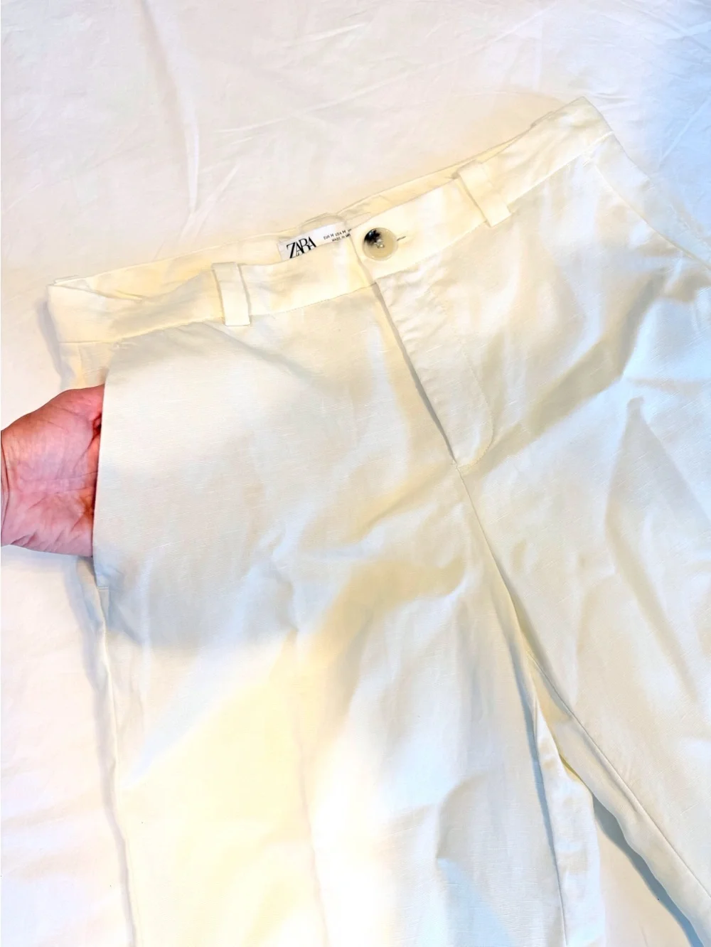 ZARA Ivory Straight Leg Trousers